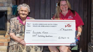 Powys lady marks 100th birthday by raising over £2,300 for lifesaving charity